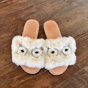 Kate Spade owl faux fur gently used sandals 7.5